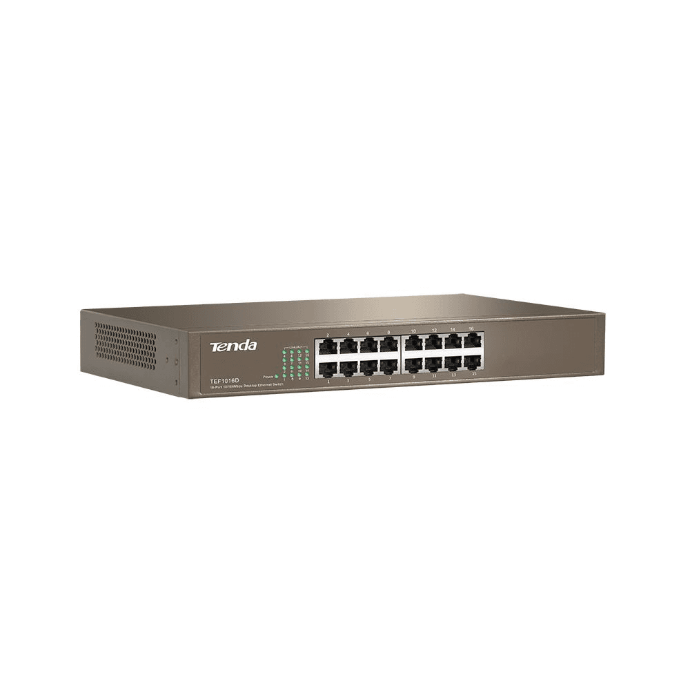 TENDA 16port 10/100Mbps Yönetilemez Raf Tipi Switch TEF1016D