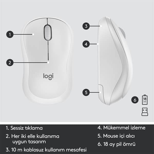 LOGITECH MK295 Kablosuz Q Trk Beyaz Klavye - Mouse Set (920-010089)